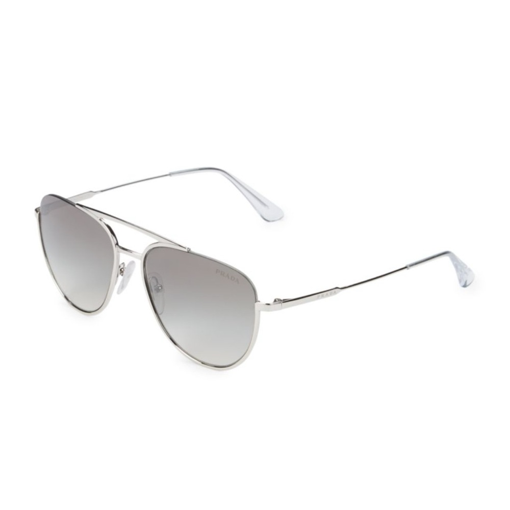 Prada Metallic Silver Gray Aviator Sunglasses - Picture 2 of 7